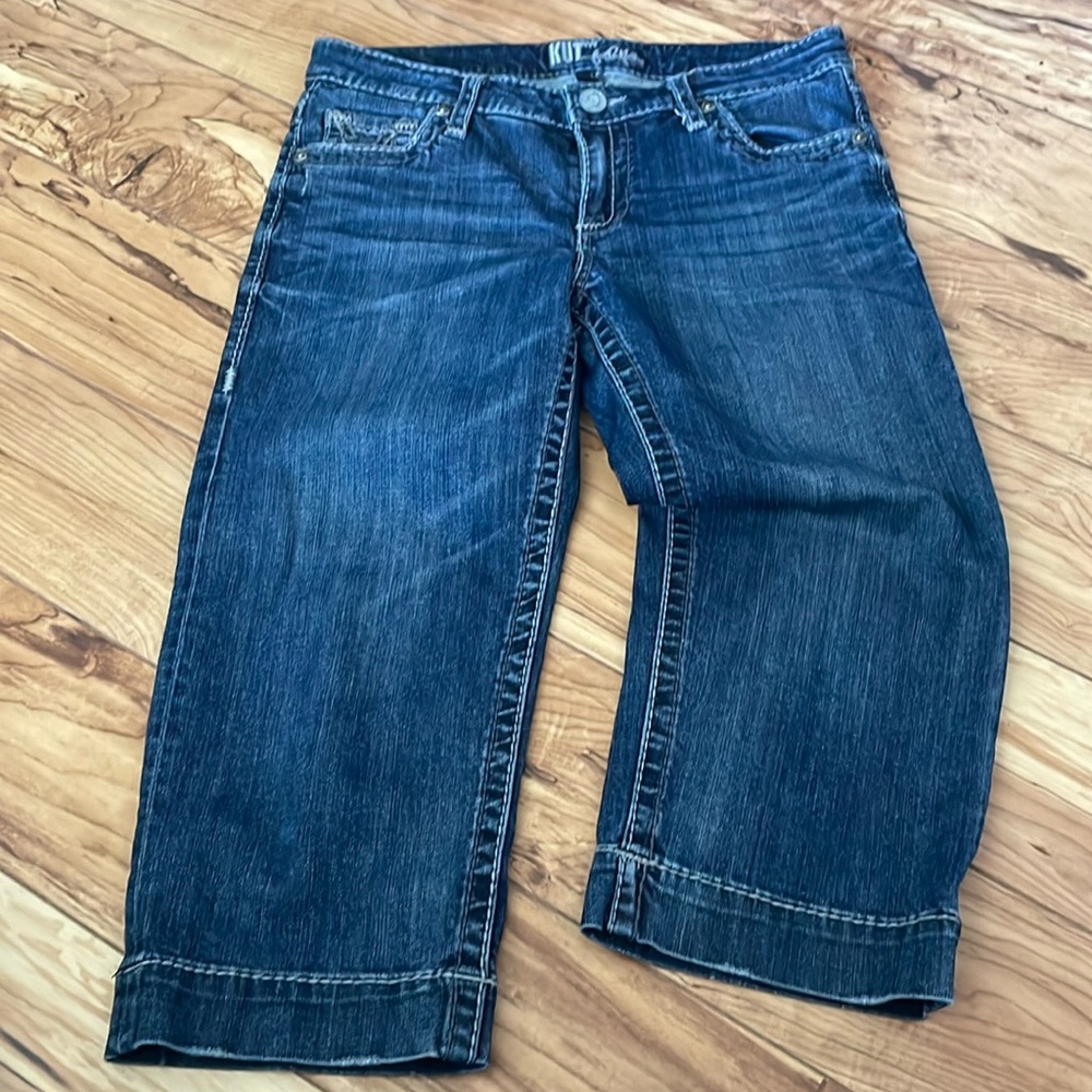 Kut from the Kloth Womens Cropped Straight Leg Crop Jeans Denim Blue Wash Size 6